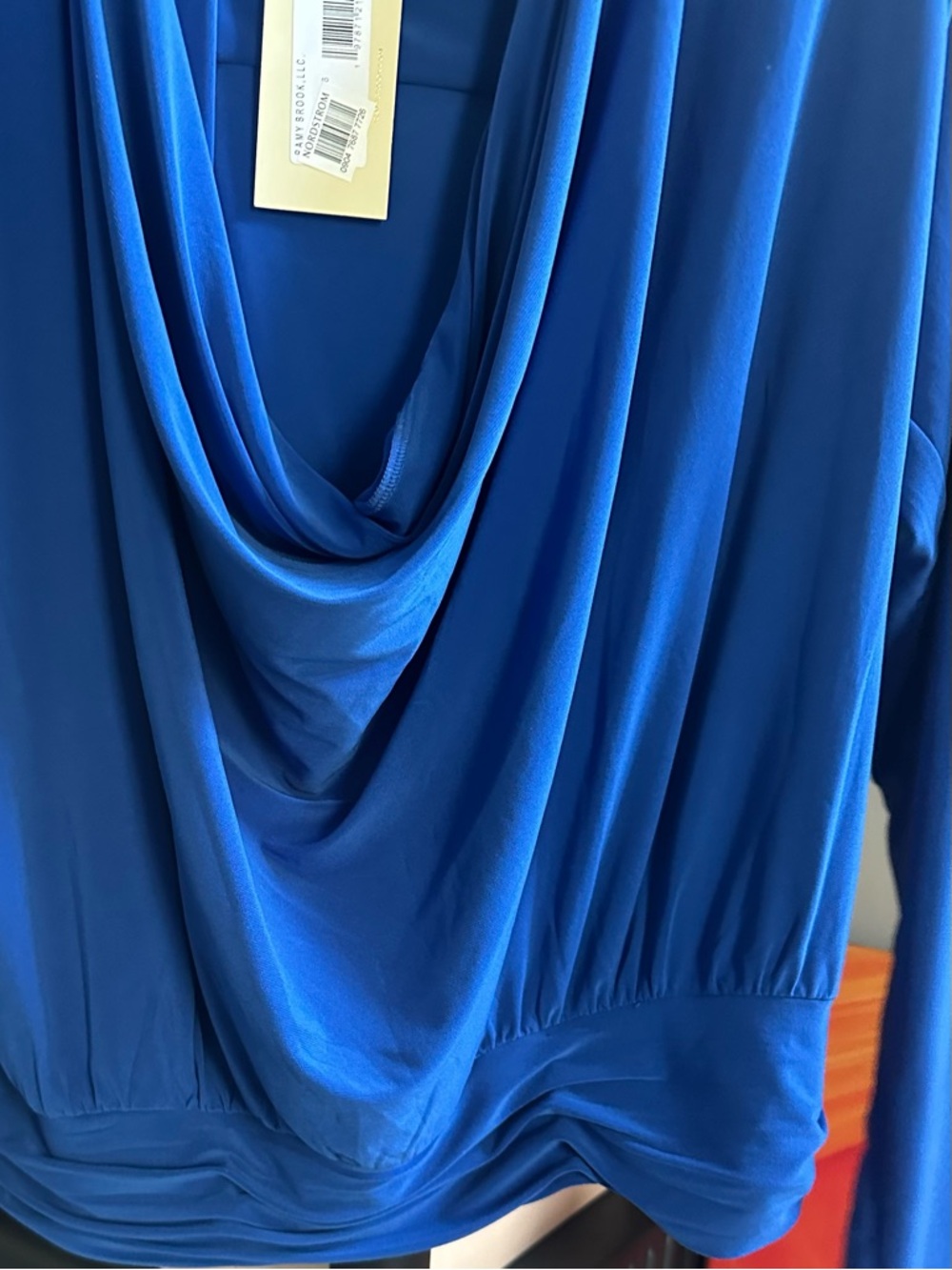 Ramy Brook Cobalt Blue Draped Cowl Neck Top